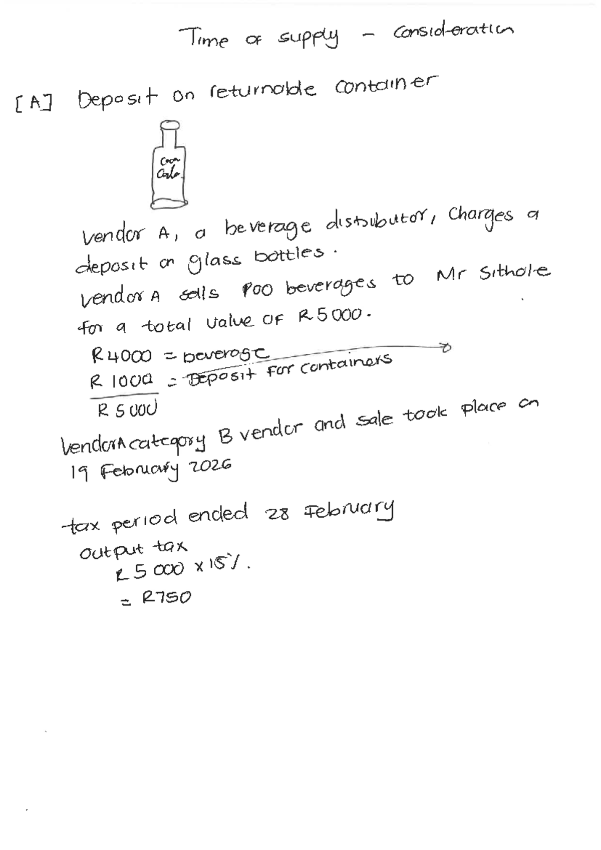 VAT Class Examples: R500 D00 Lecture Notes - Studocu