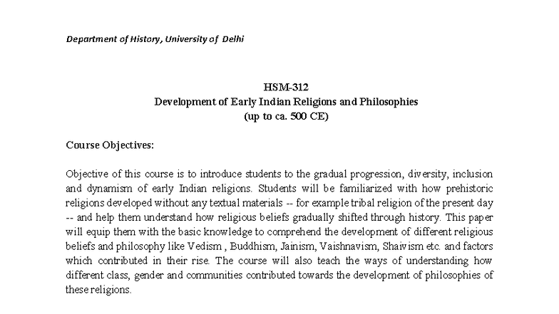 HIST 101: Development of Early Indian Religions & Philosophies (up to ...
