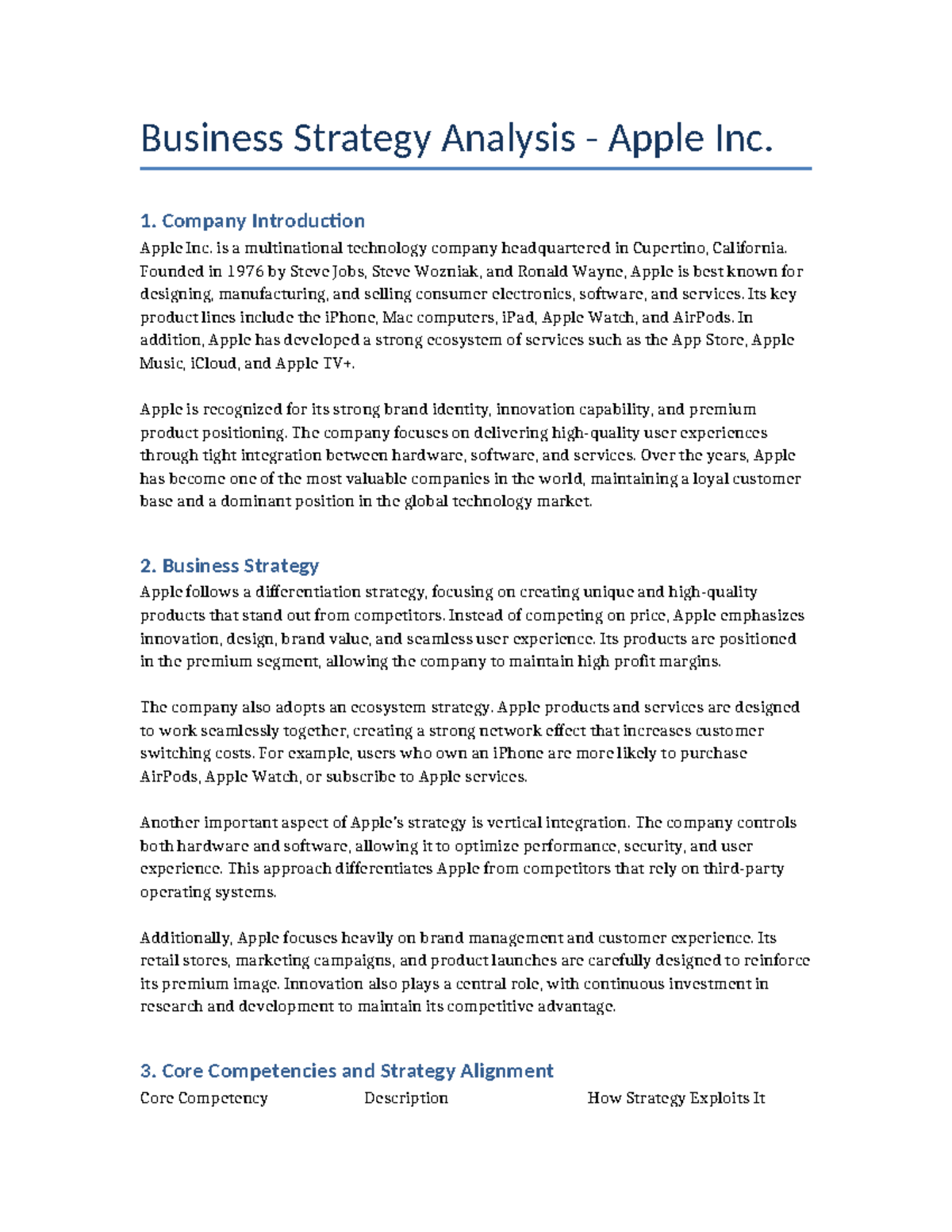 Apple Inc. Business Strategy Analysis: Key Insights and Competencies ...