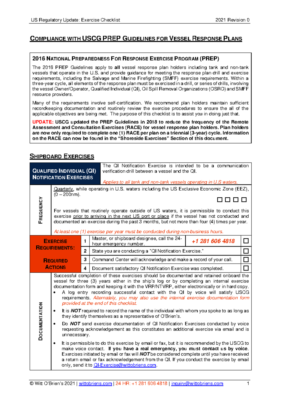 USCG PREP Exercises Checklist 2021: Compliance & Guidelines - Studocu
