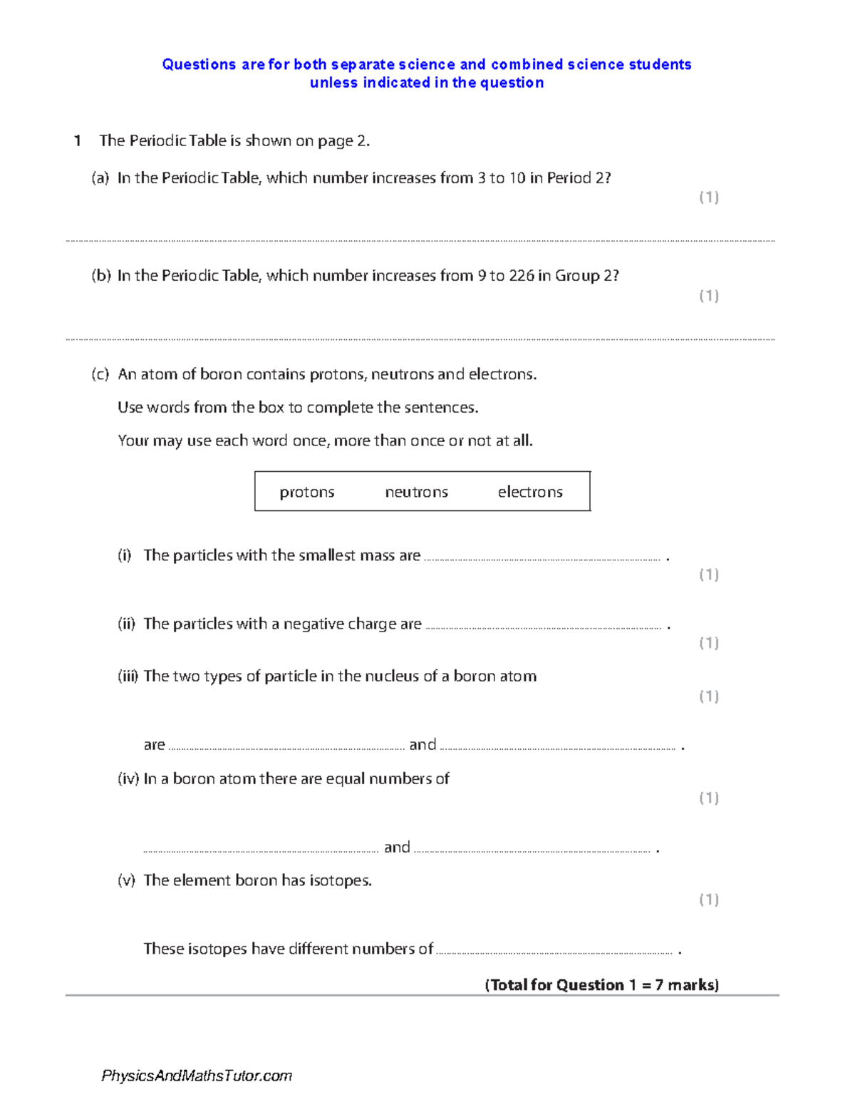 Periodic Table QP - FGG: Comprehensive Questions & Answers - Studocu