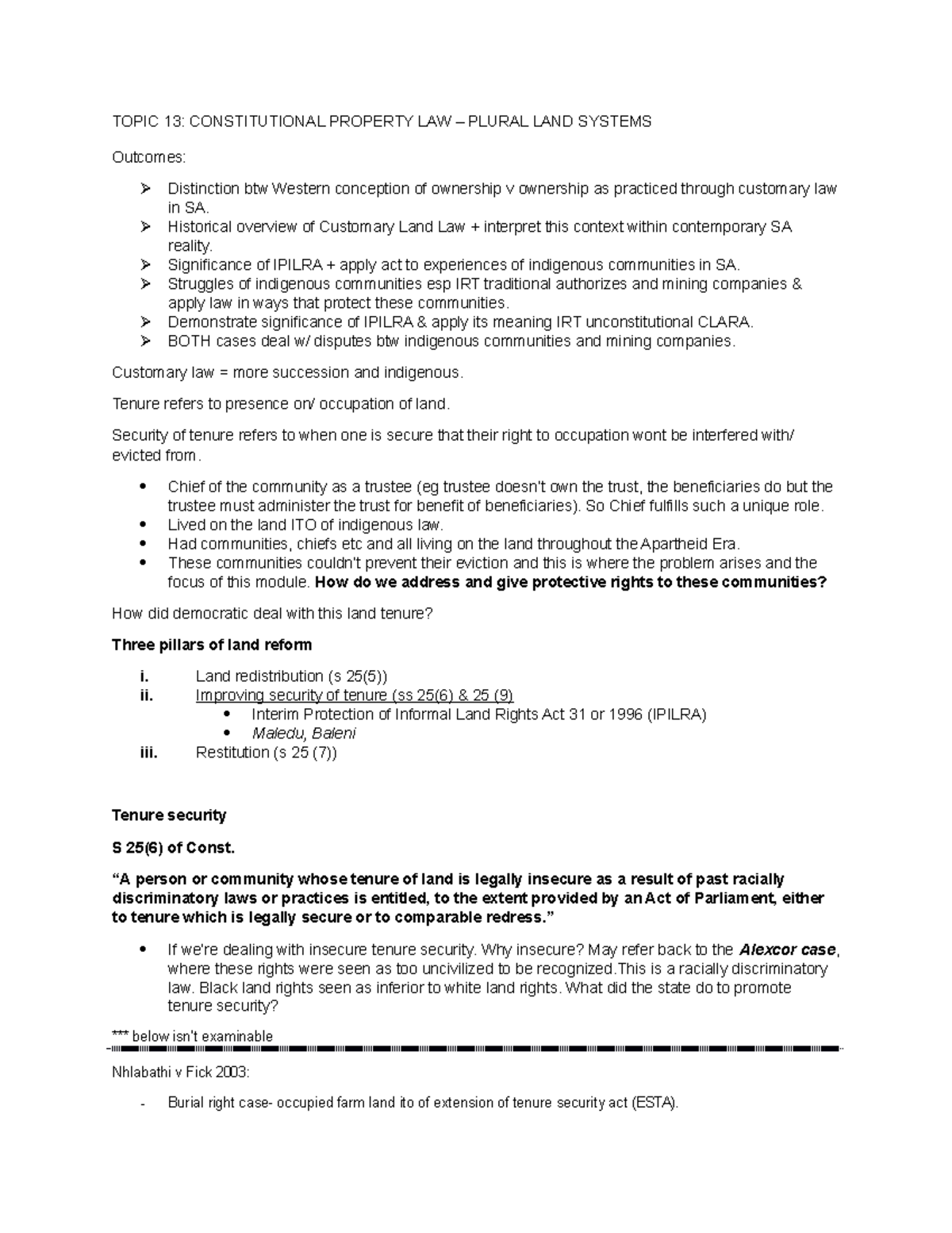 T13 - Customary Land Law: Balancing Rights and Resources in SA - Studocu