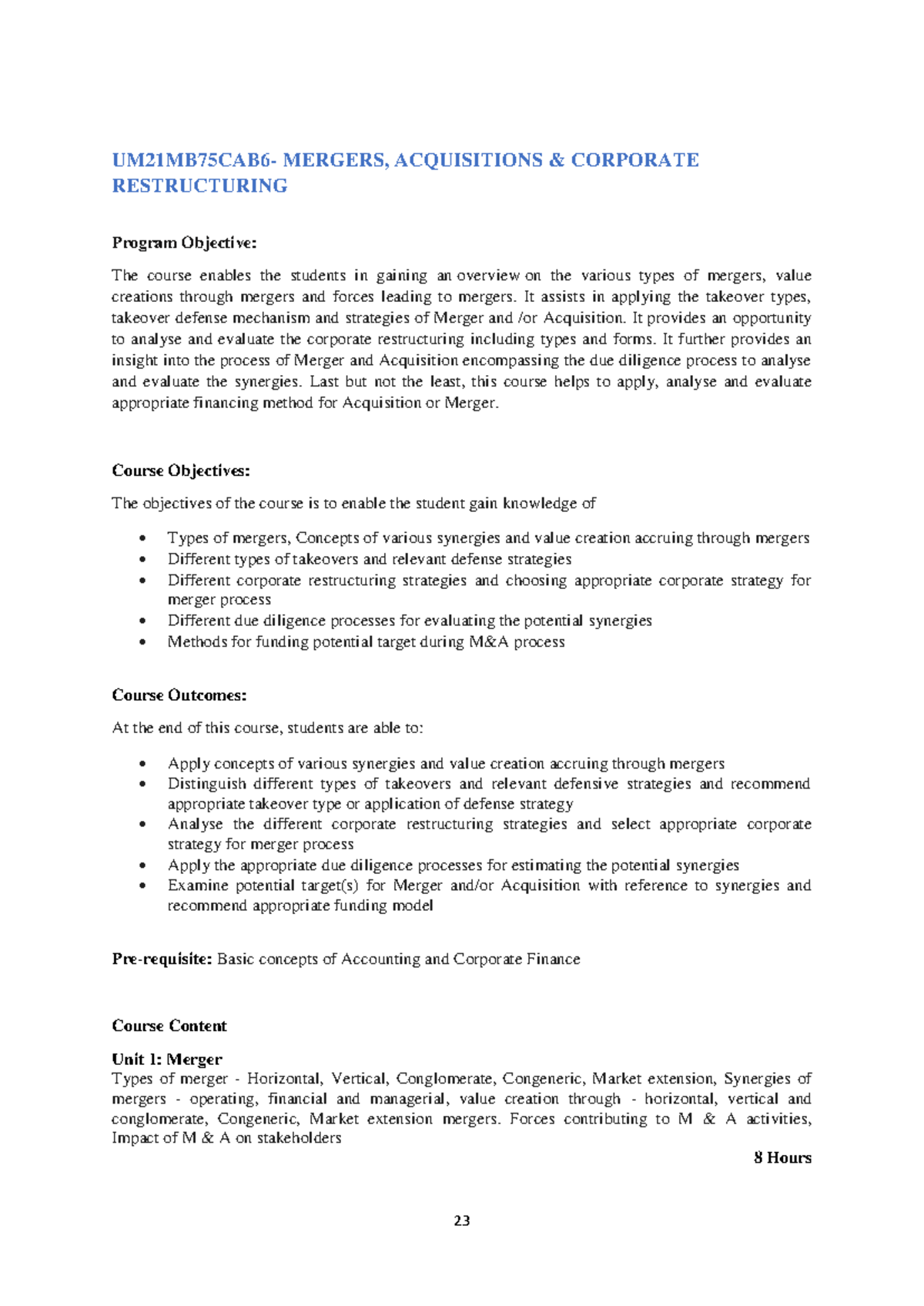 UM21MB75CAB6 - Comprehensive Guide to Mergers & Acquisitions - Studocu