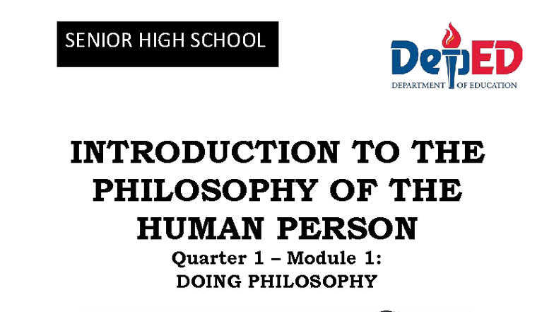 SENIOR HIGH SCHOOL PHILOSOPHY GRADE 12 ADM MODULE 1: DOING PHILOSOPHY ...