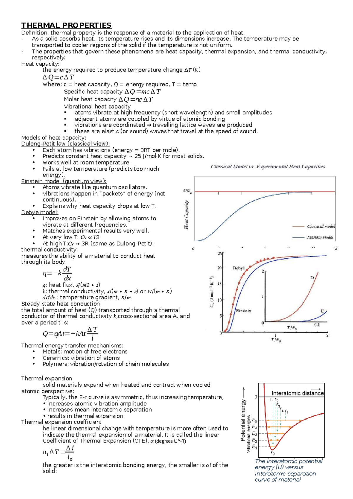 ENSC 202 Exam 2 - Thermal Properties and Material Behavior Notes - Studocu
