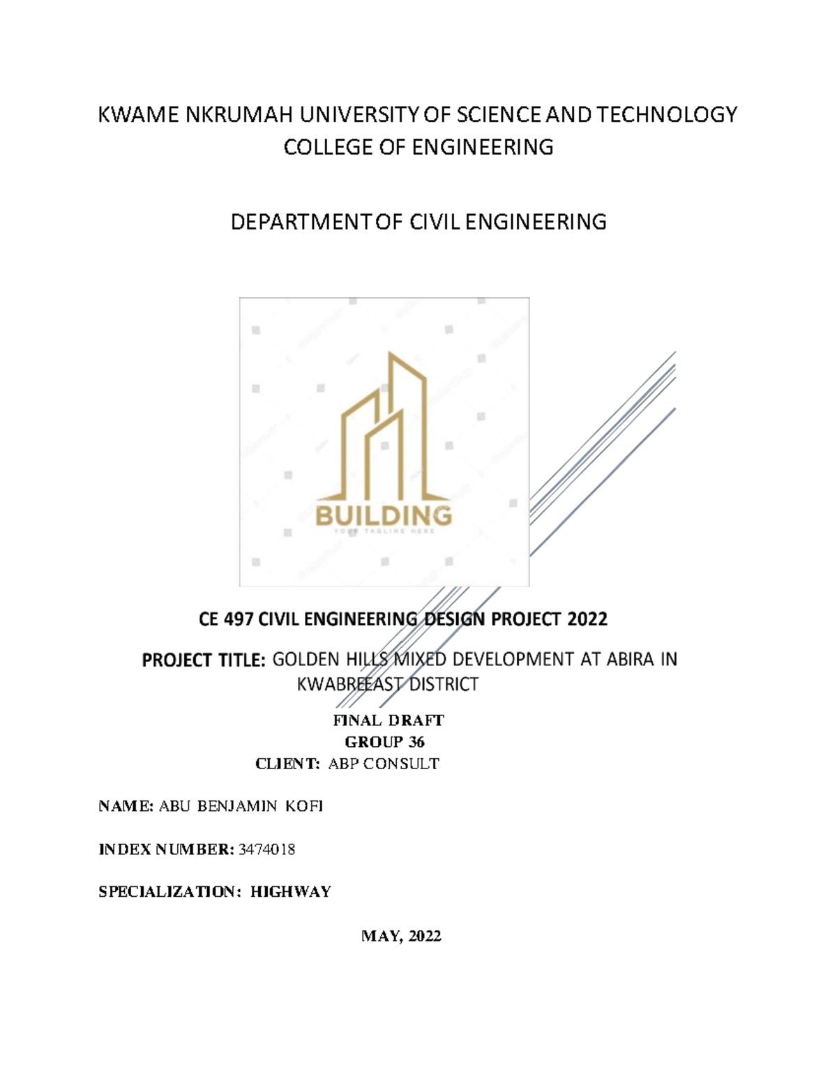 CED 2022 Final Draft: Highway Design Report for Golden Hills Project ...