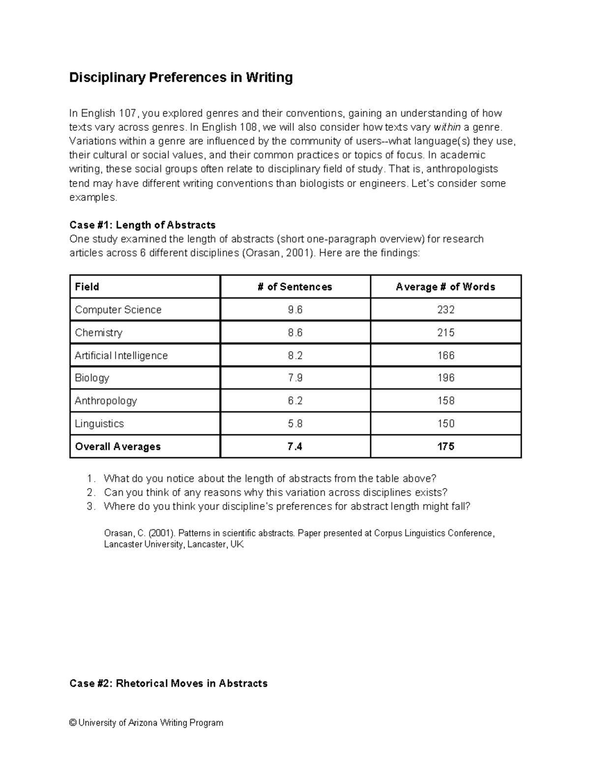 Disciplinary Writing Variations: Insights from English 107 & 108 - Studocu