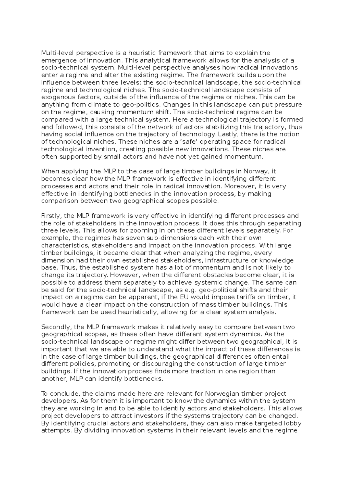 RP1 MLP - Reflection on Multi-Level Perspective Framework for ...