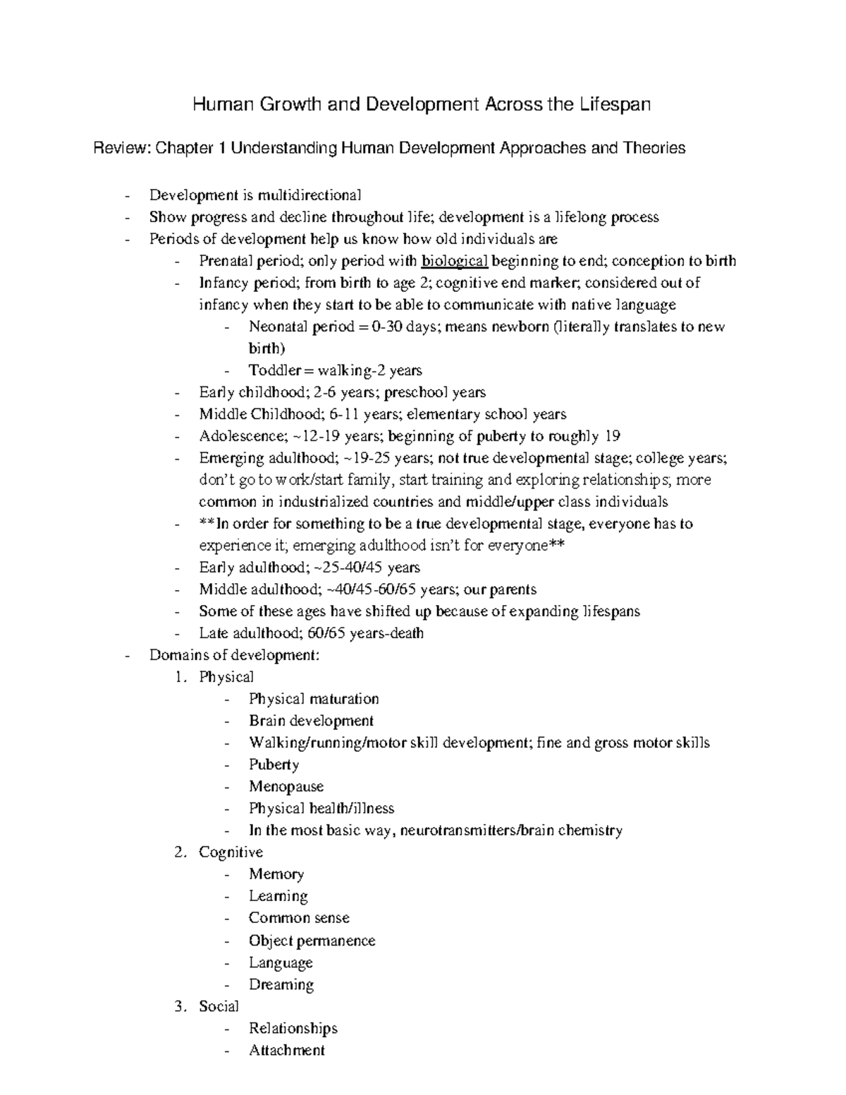 Understanding Human Development Theories and Concepts (PSY 250) - Studocu