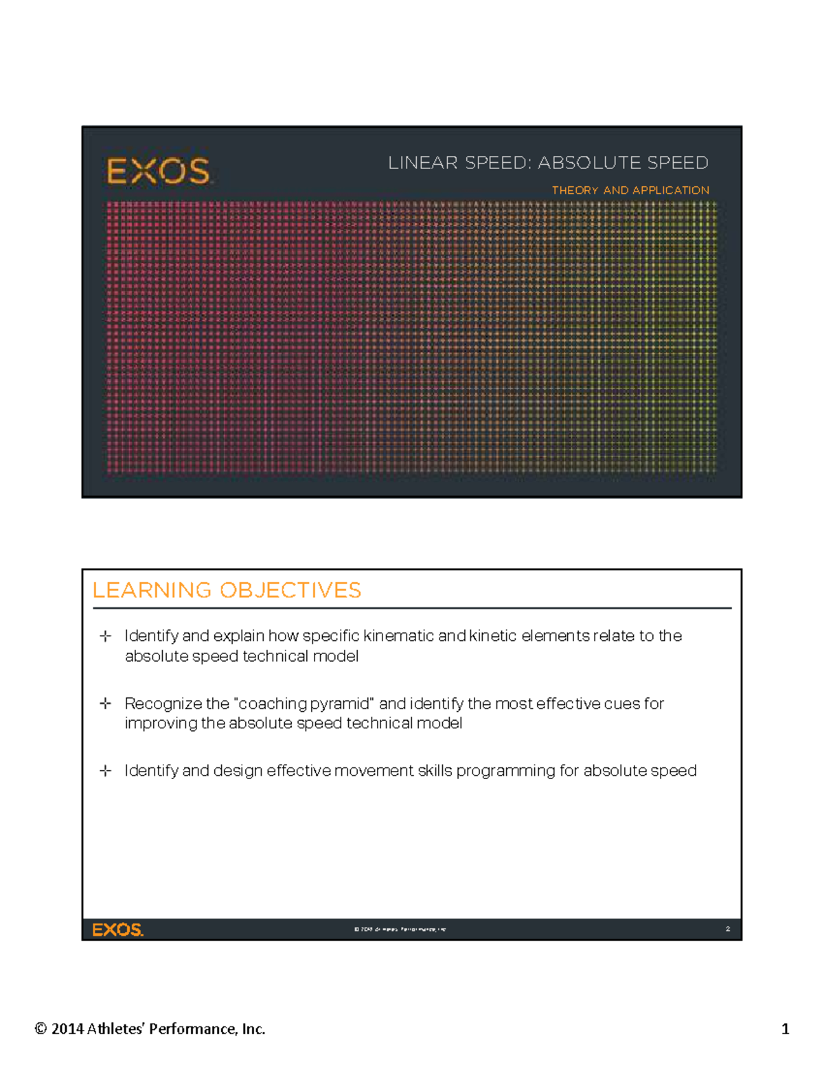 Absolute Speed Theory and Application EXOS: Coaching and Drills - Studocu