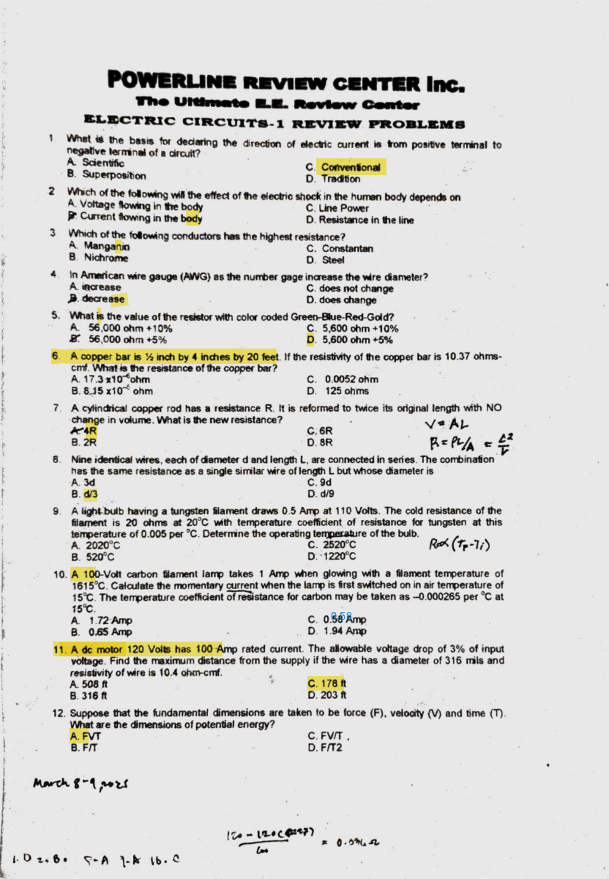 Electric Circuits 1 (DC) Review Problems and Solutions 2025 - Studocu