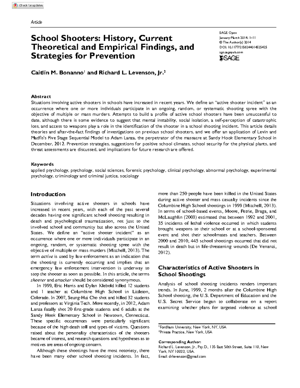 School Shooters: Analysis, Findings, and Prevention Strategies SAGE ...