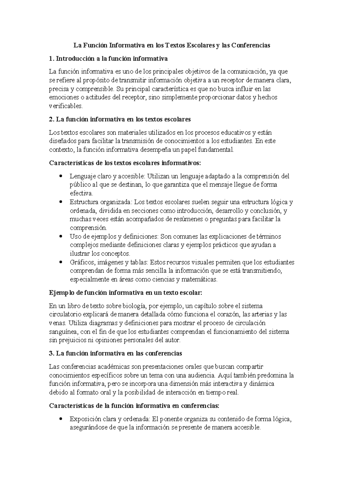 La Función Informativa en los Textos Escolares y las Conferencias - La ...
