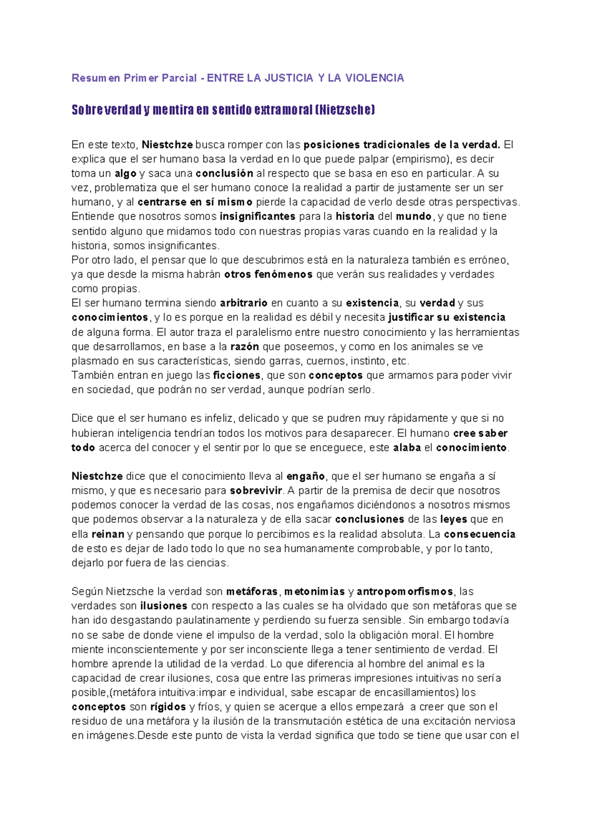 Resumen 1er Parcial: Entre la Justicia y la Violencia - Studocu
