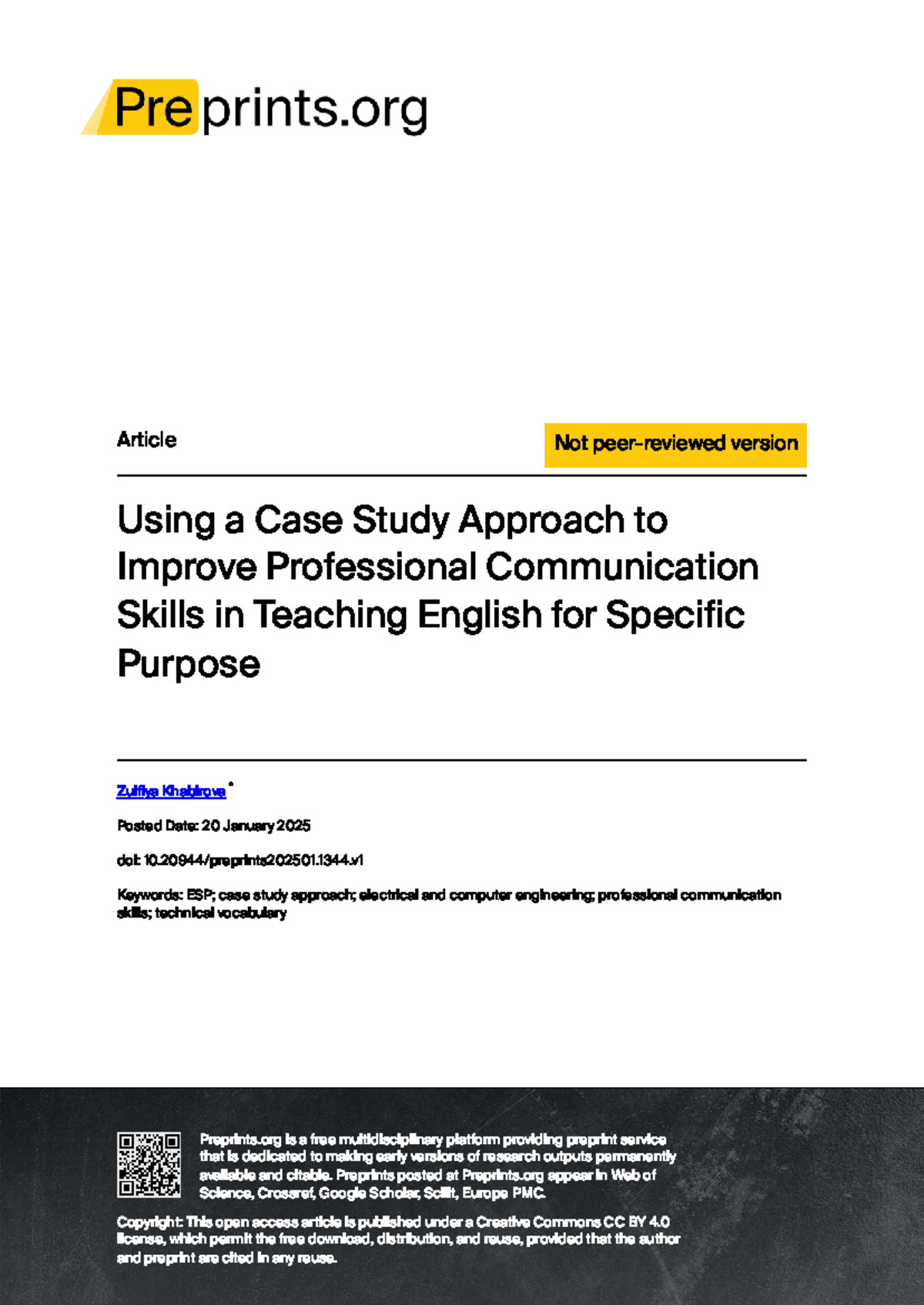 Using Case Studies to Enhance Communication Skills in ESP for ECE ...