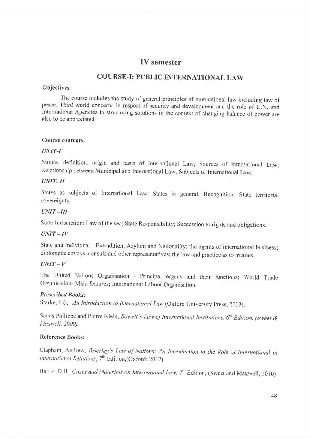 LLB IV Semester Syllabus: Public International Law & Banking Law - Studocu