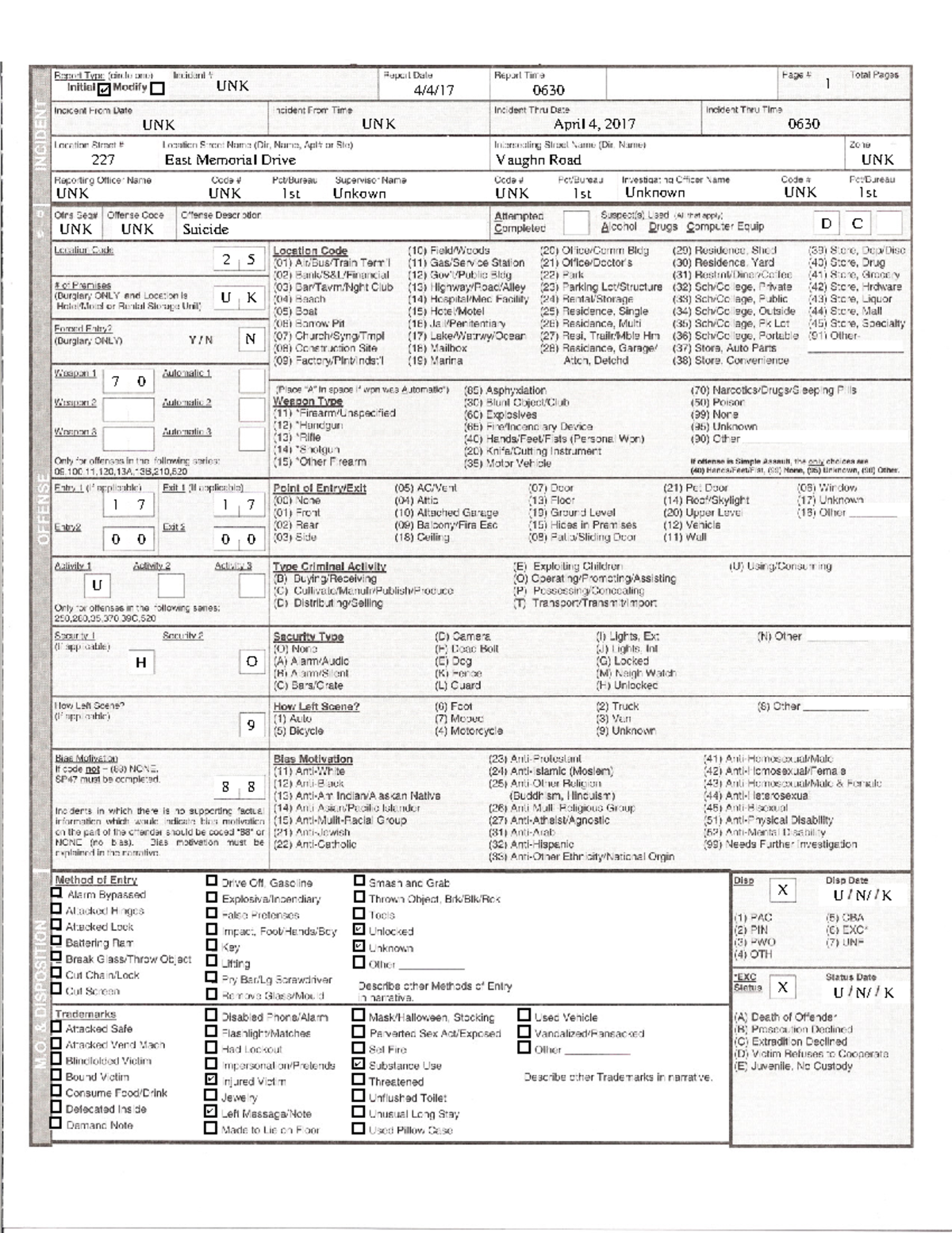 Investigation Project Report & Victim Sheet - Incident # UNK - Studocu