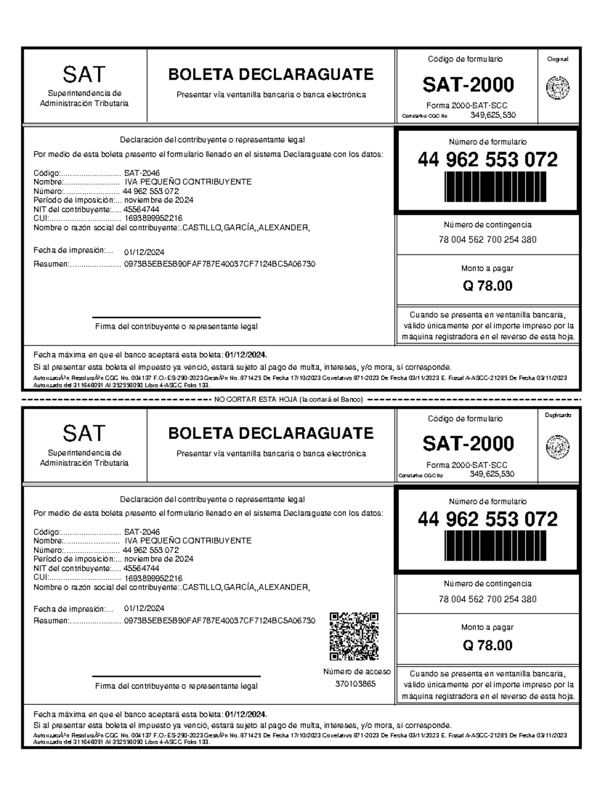 Boleta Impuesto Circulación 2025 - Declaraguate SAT Formulario - Studocu