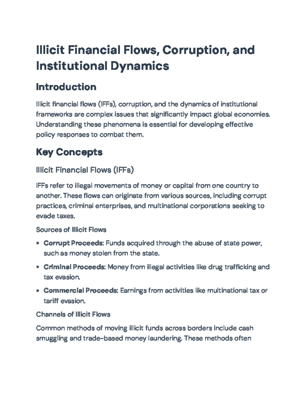 Illicit Financial Flows and Corruption: Institutional Dynamics Overview ...