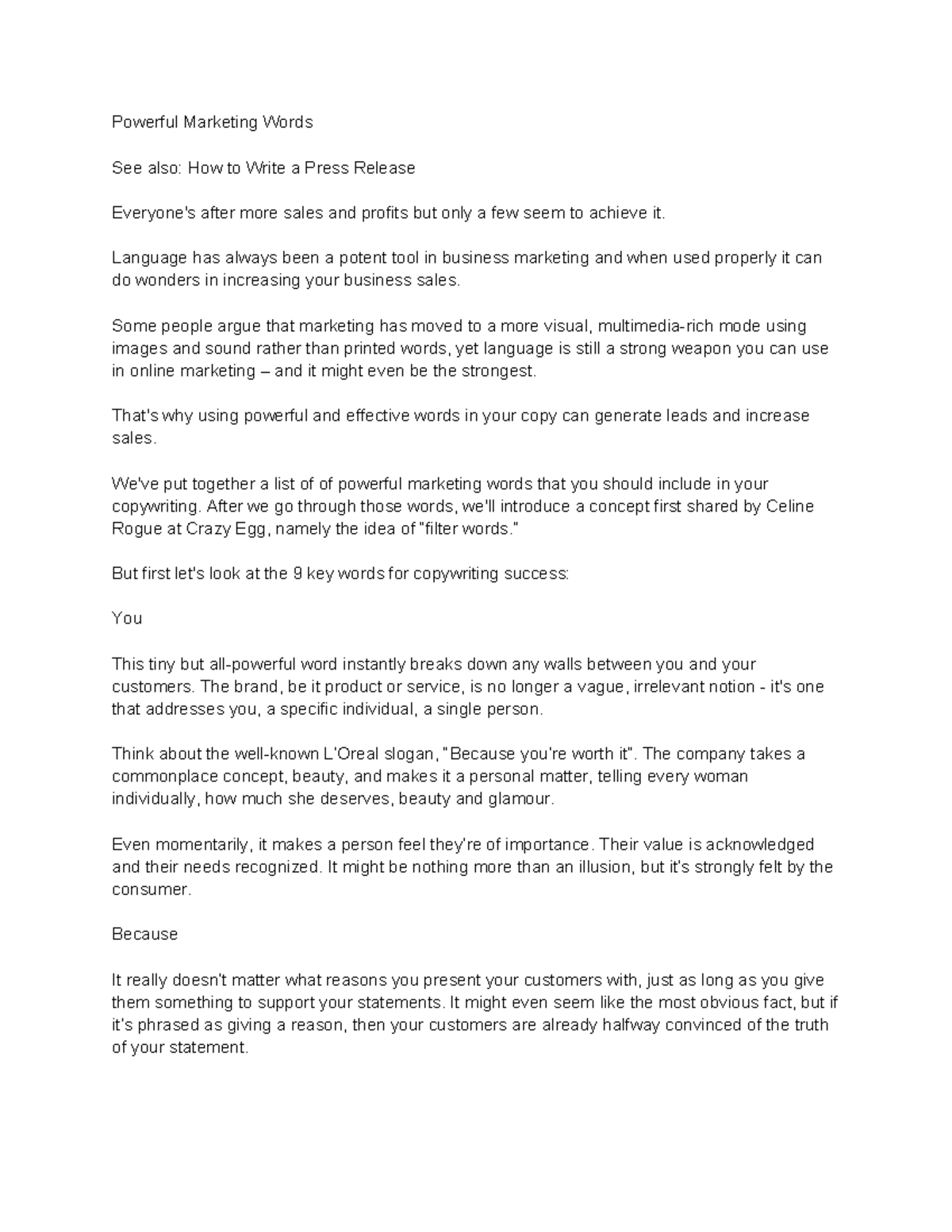 Powerful marketing words - Powerful Marketing Words See also: How to ...