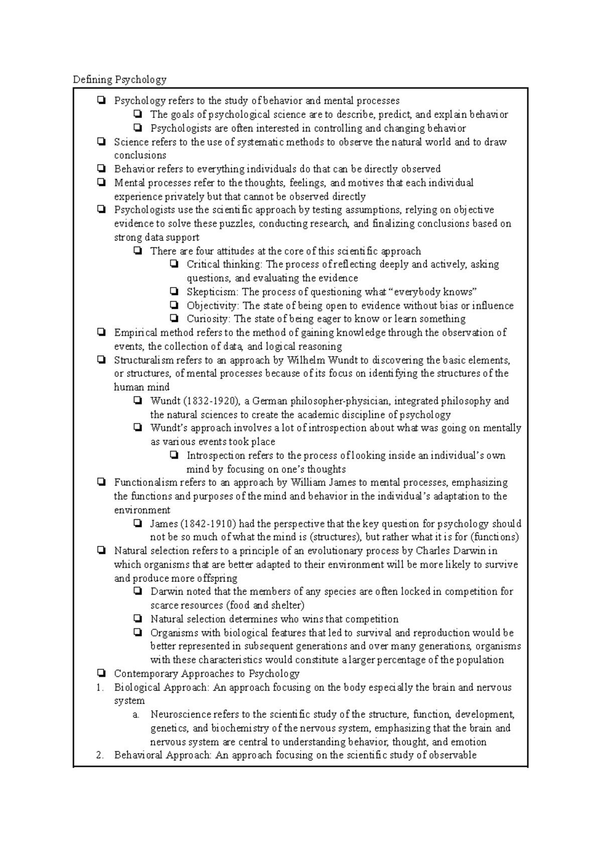 Chapter 1 - Review of Psychology Concepts and Approaches - Studocu