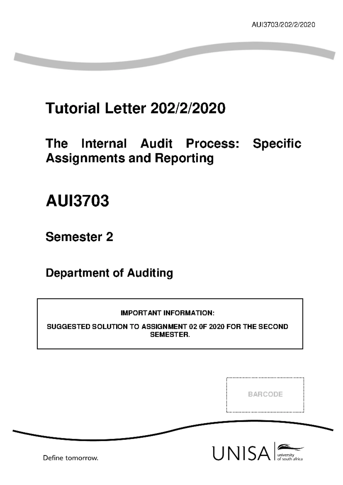 AUI3703 Final Exam May 2025: Internal Audit Process & Assignments - Studocu