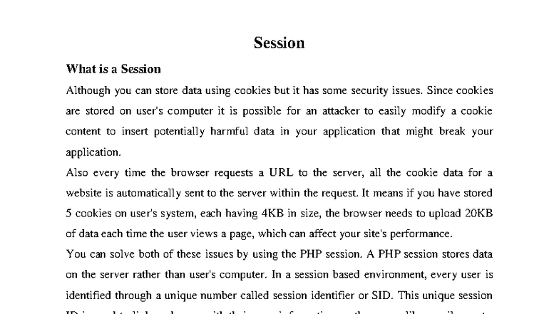 PHP Session Handling: Understanding Sessions and Their Management - Studocu