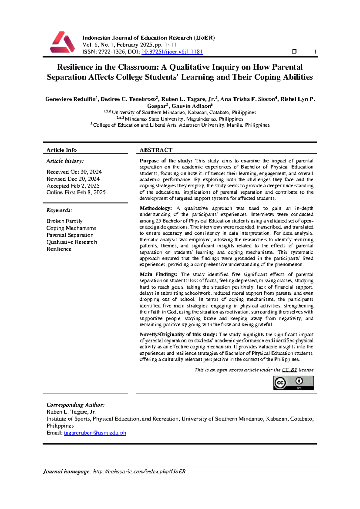 Resilience in the Classroom: Impact of Parental Separation on College ...