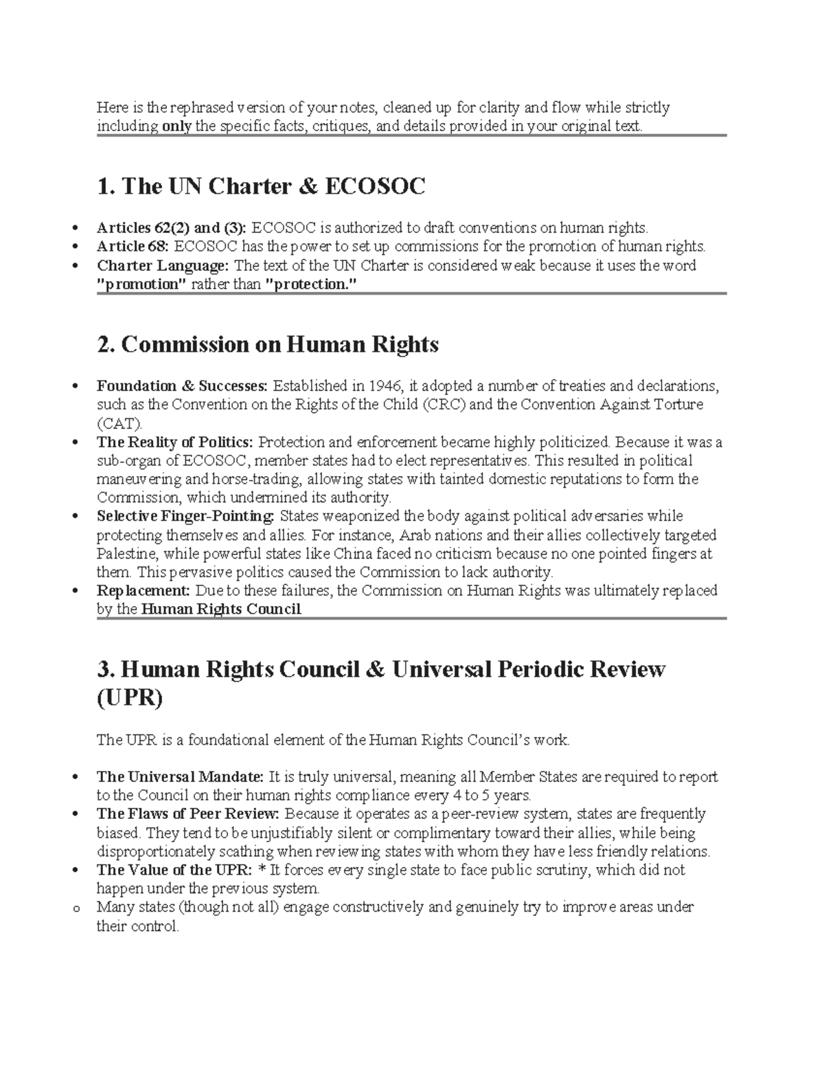 UN Human Rights Mechanisms: Analysis and Critique of ECOSOC and UPR ...