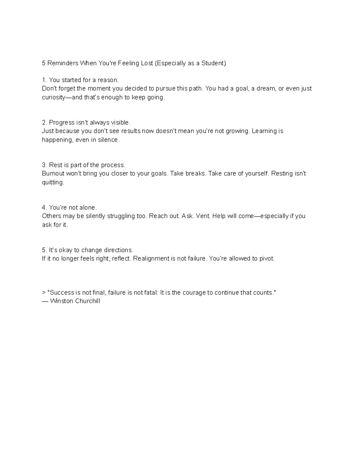5 Key Reminders for Students Feeling Lost - Studocu