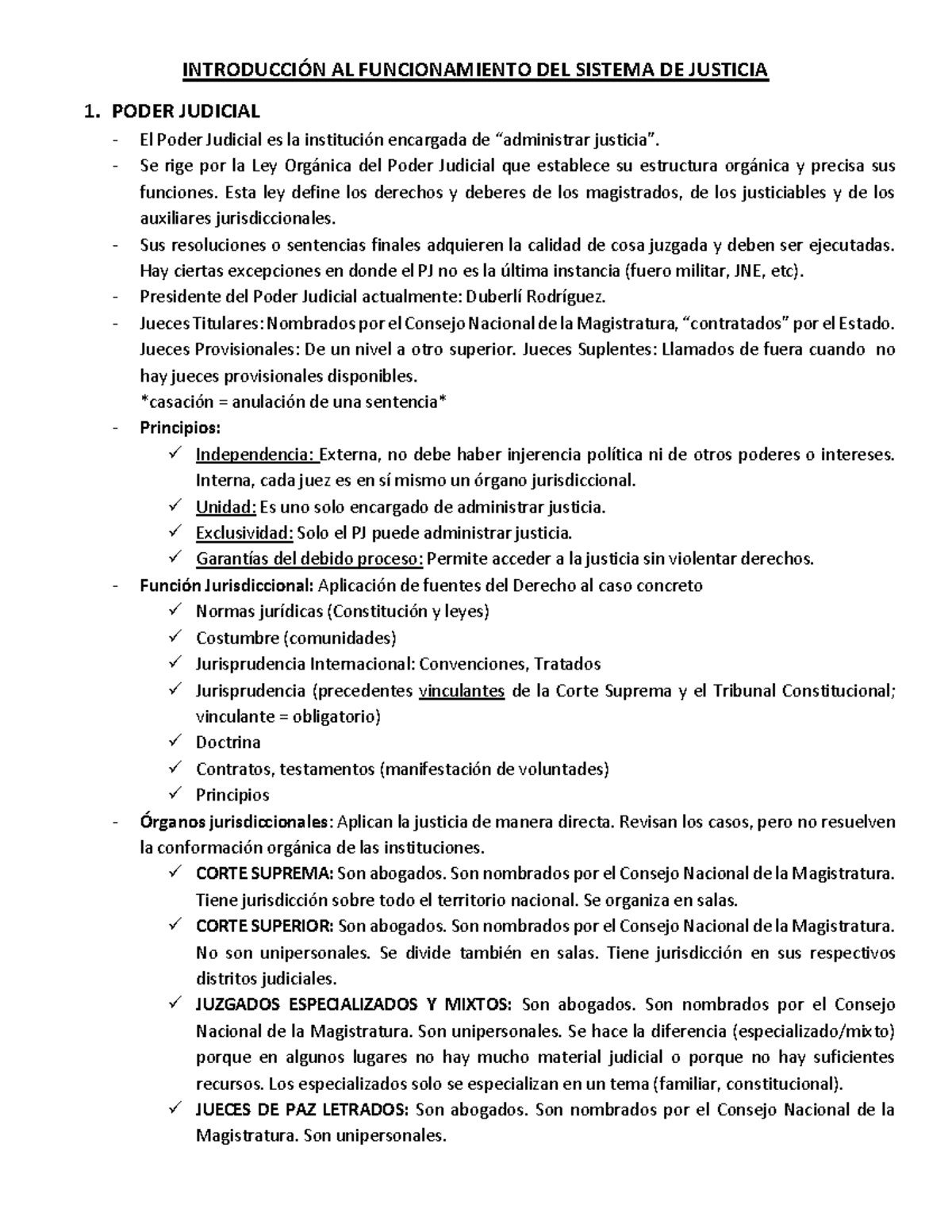 Resumen todo el curso - AL FUNCIONAMIENTO DEL SISTEMA DE JUSTICIA 1 ...