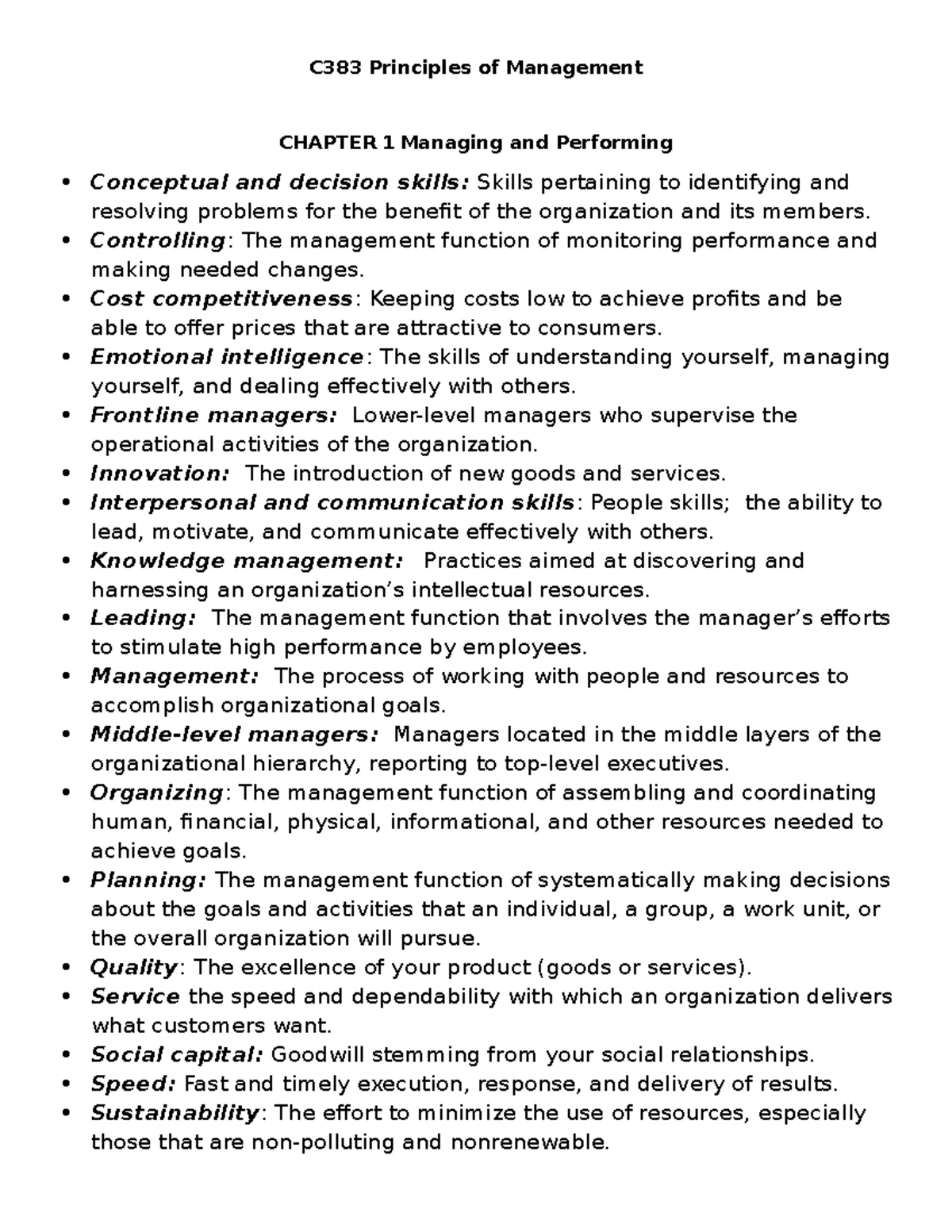 C483 Principles of Management Study Guide: Business Strategy Insights - Studocu