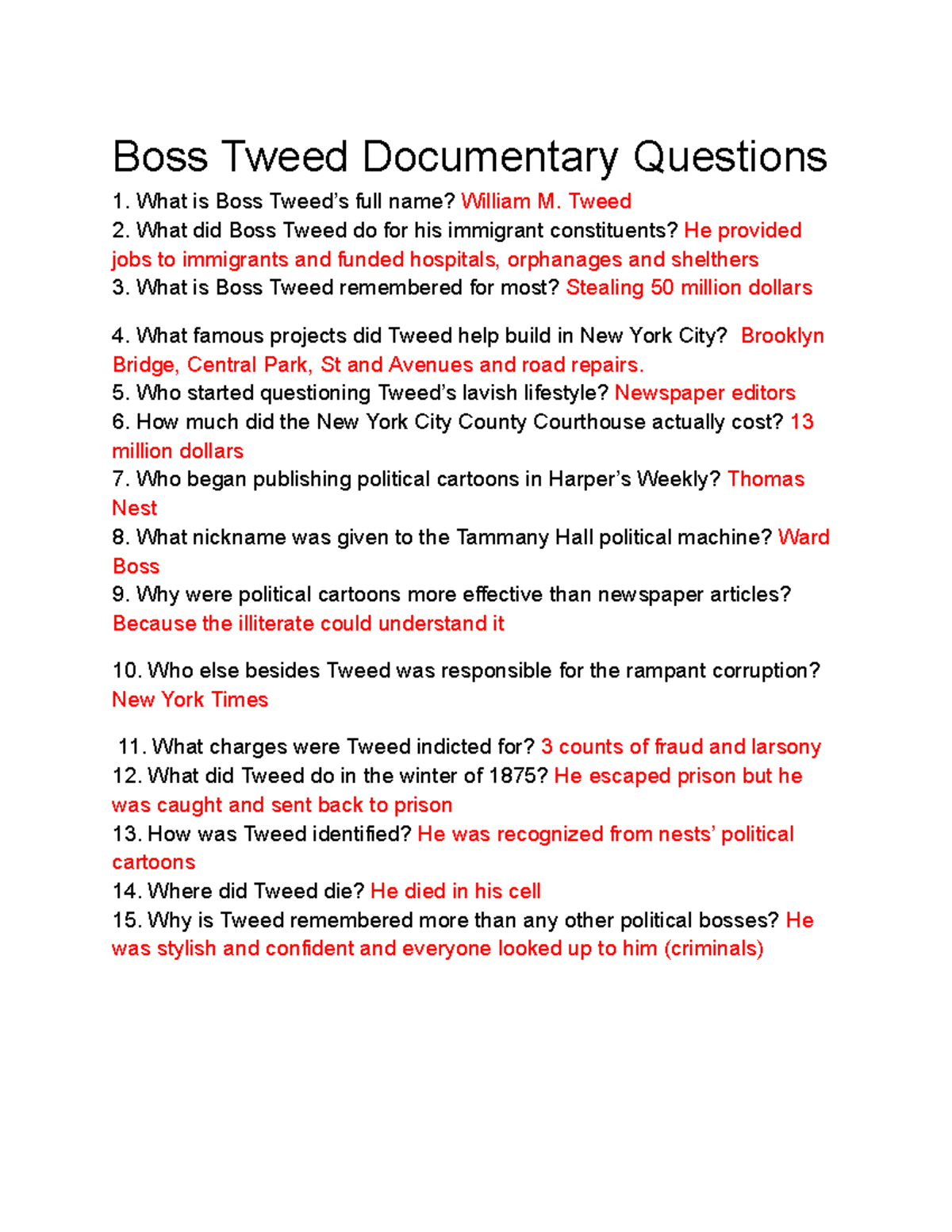 Documentary Questions: Boss Tweed & Jacob Riis Analysis - Boss Tweed ...