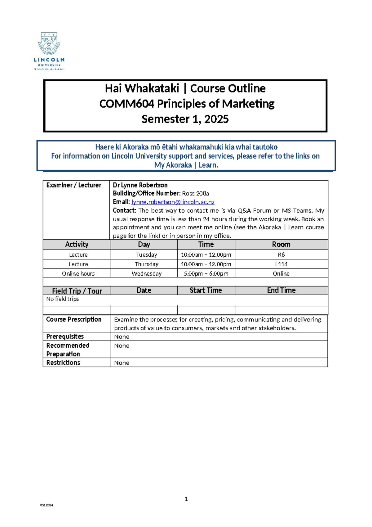 COMM604 Principles of Marketing Course Outline - Semester 1, 2025 - Studocu