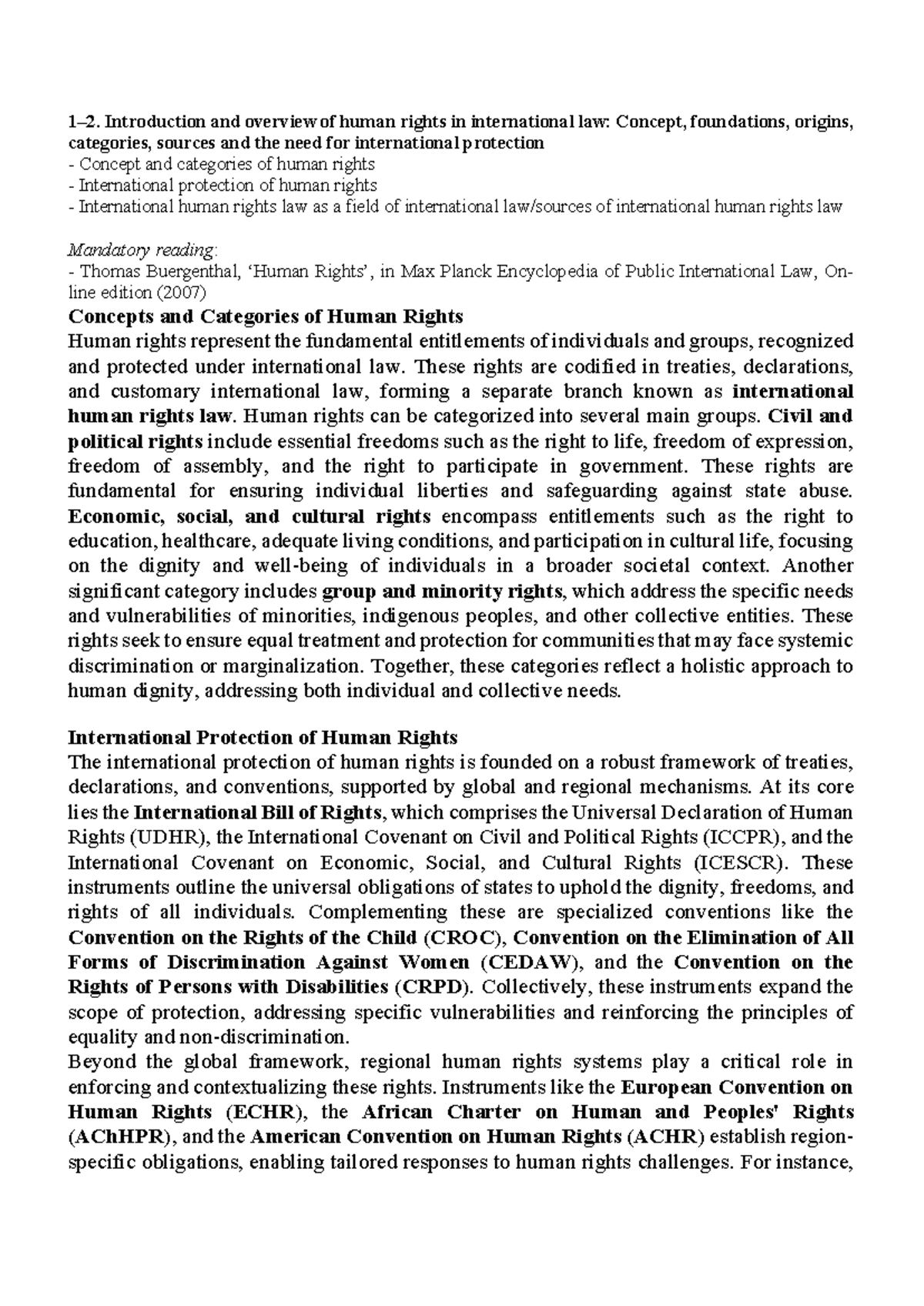 Human rights law - 1–2. Introduction and overview of human rights in ...