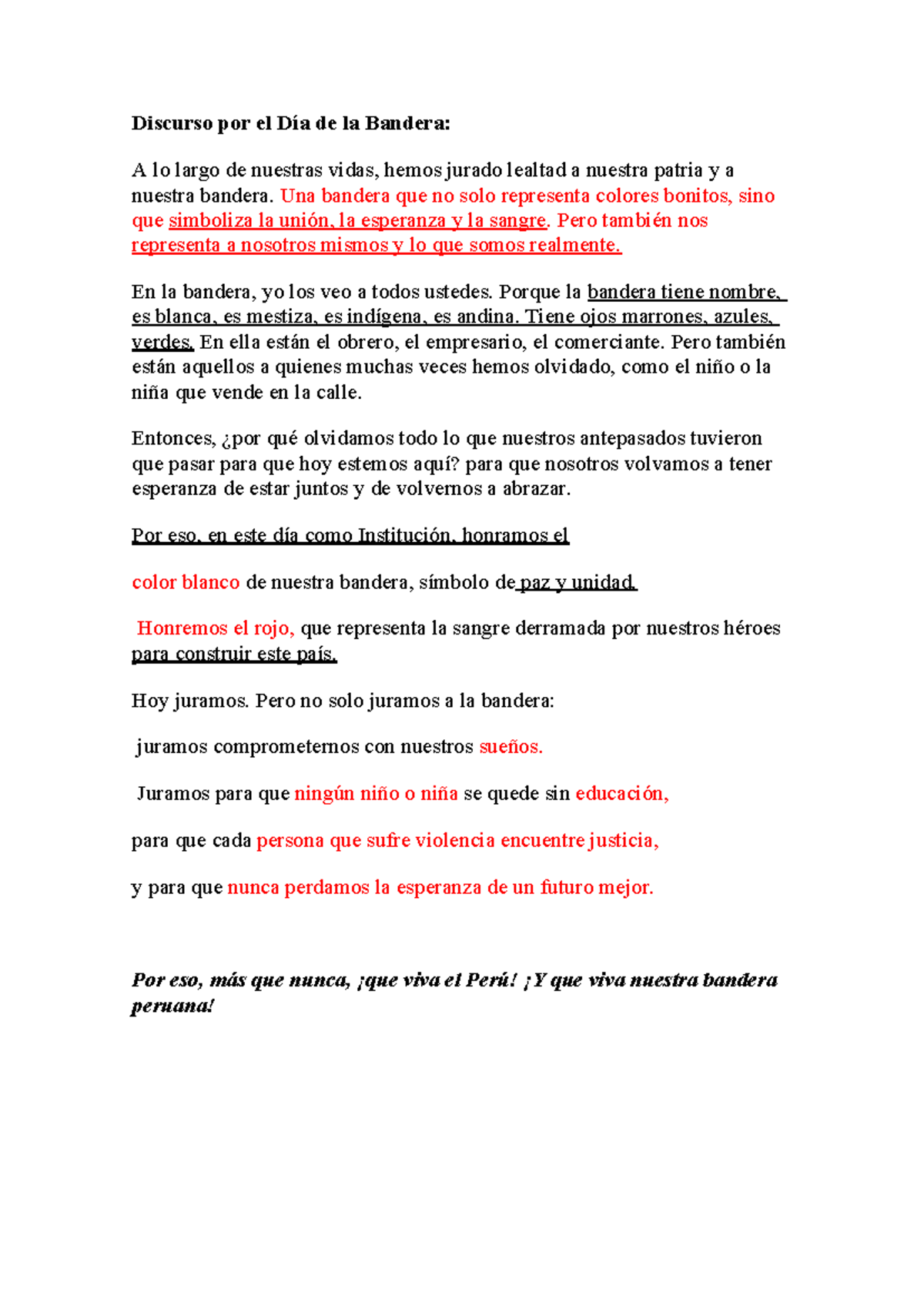 Discurso del Día de la Bandera: Un Llamado a la Unidad y Esperanza ...