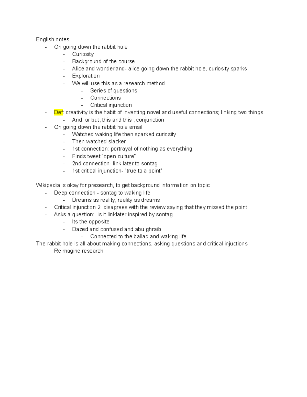 English Notes: Exploring Curiosity in 