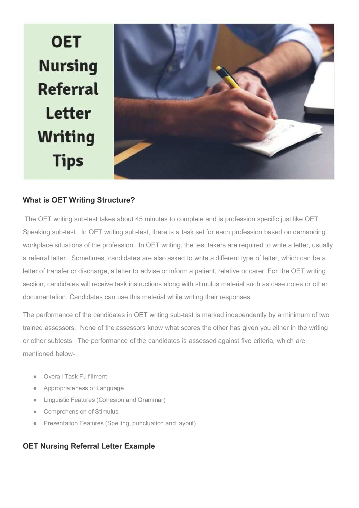 OET-nurse-writing - IBD - What is OET Writing Structure?What is OET ...
