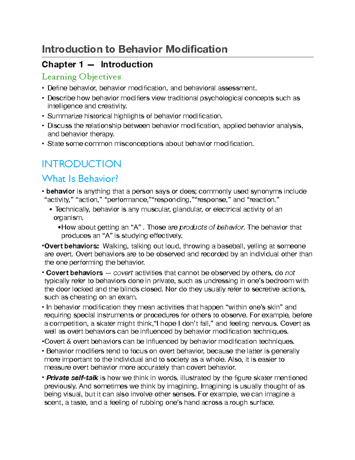 Behavior Modification Approach - Chapter 1 Introductory Notes - Studocu