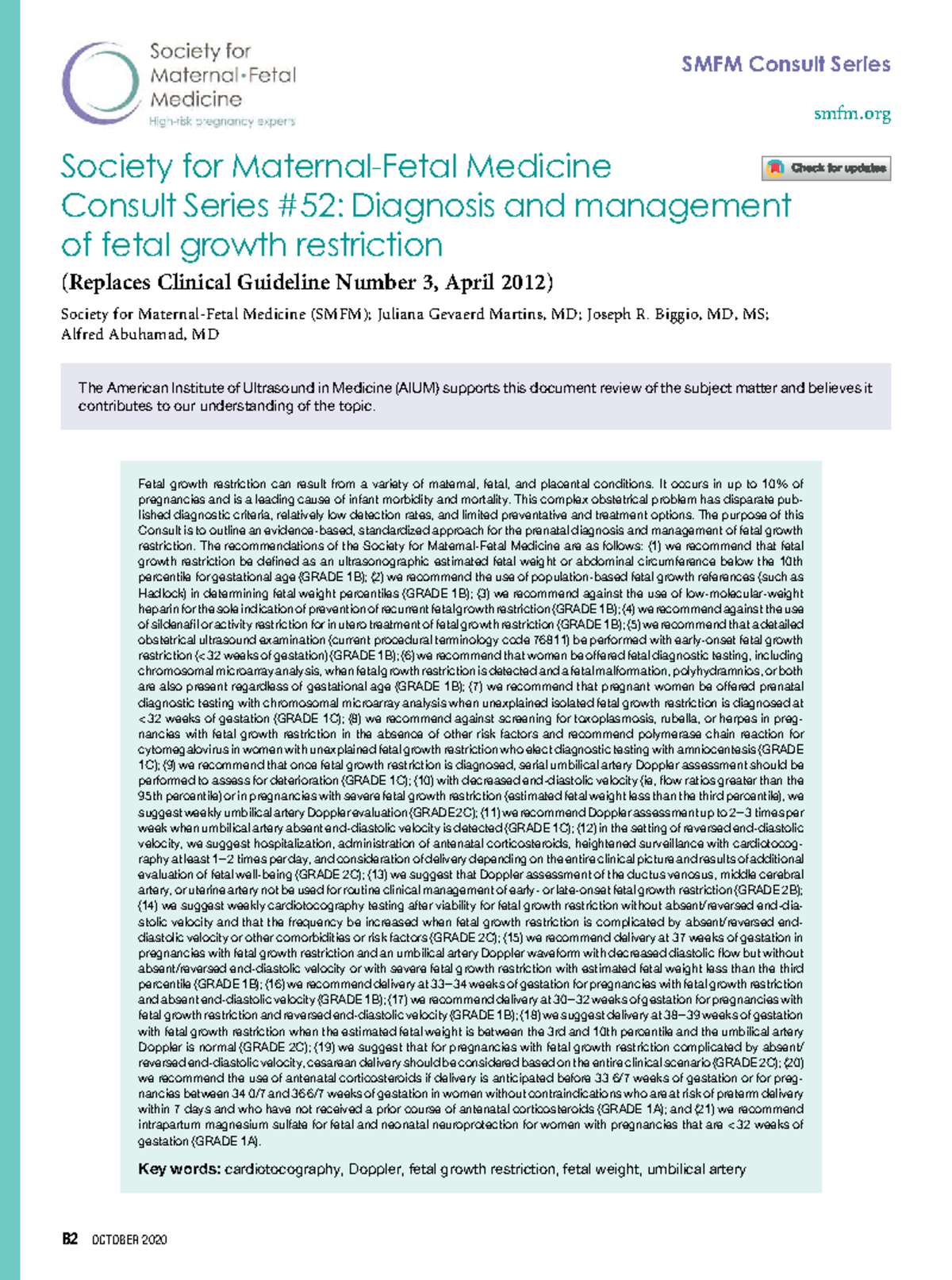 SMFM Consult Series: Diagnosis & Management of Fetal Growth Restriction ...
