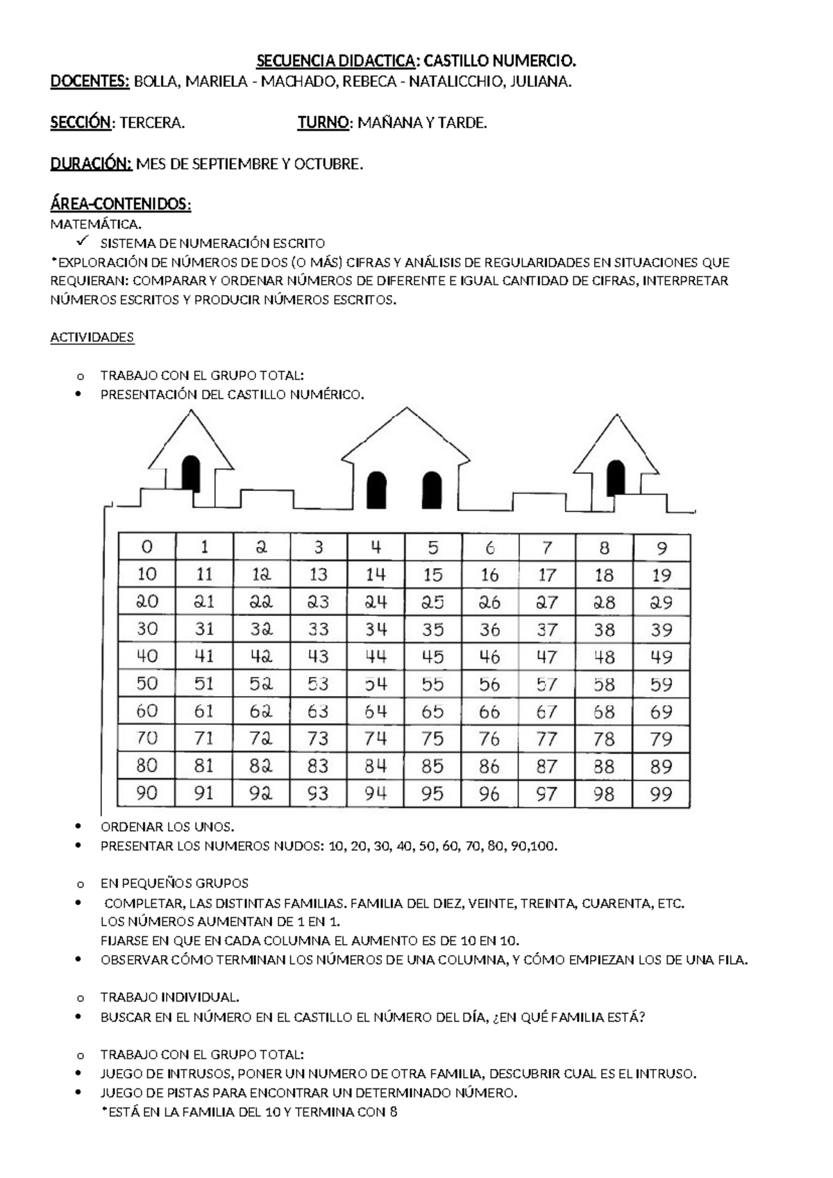 SECUENCIA DIDÁCTICA: CASTILLO NUMÉRICO EN MATEMÁTICA - Studocu