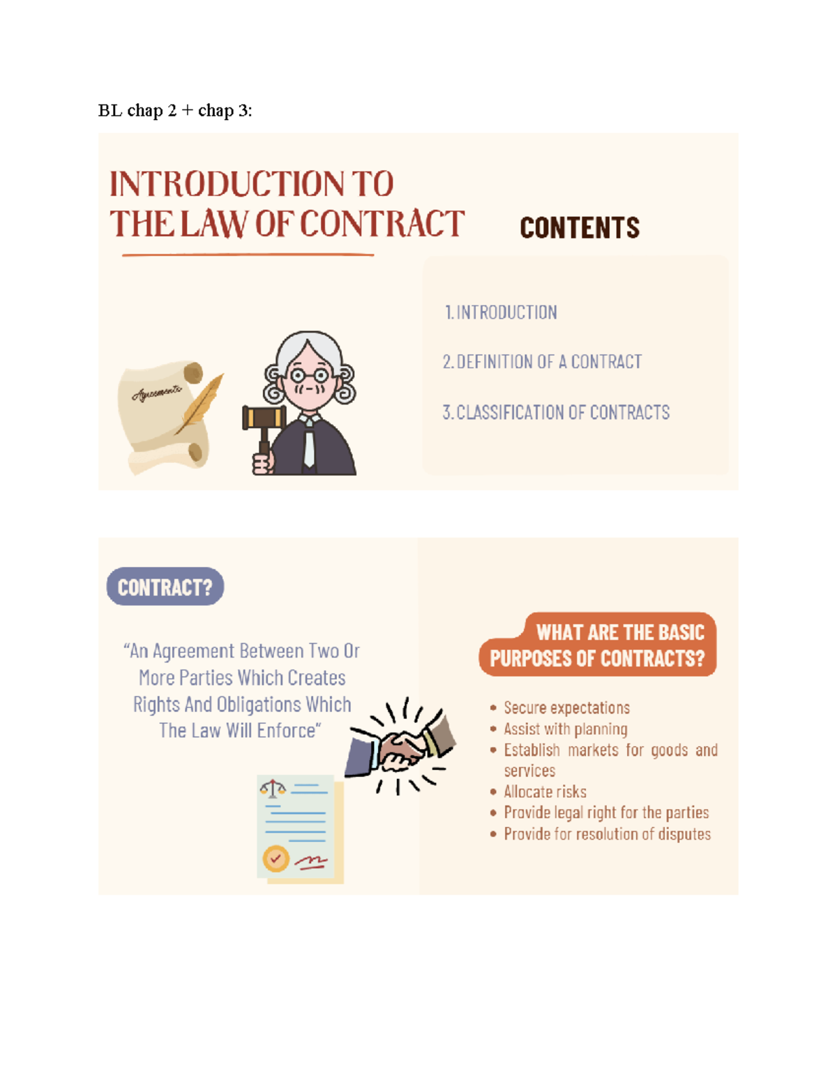 BL Chap 2 & 3: Intro to Law of Contract - Key Concepts & Elements - Studocu