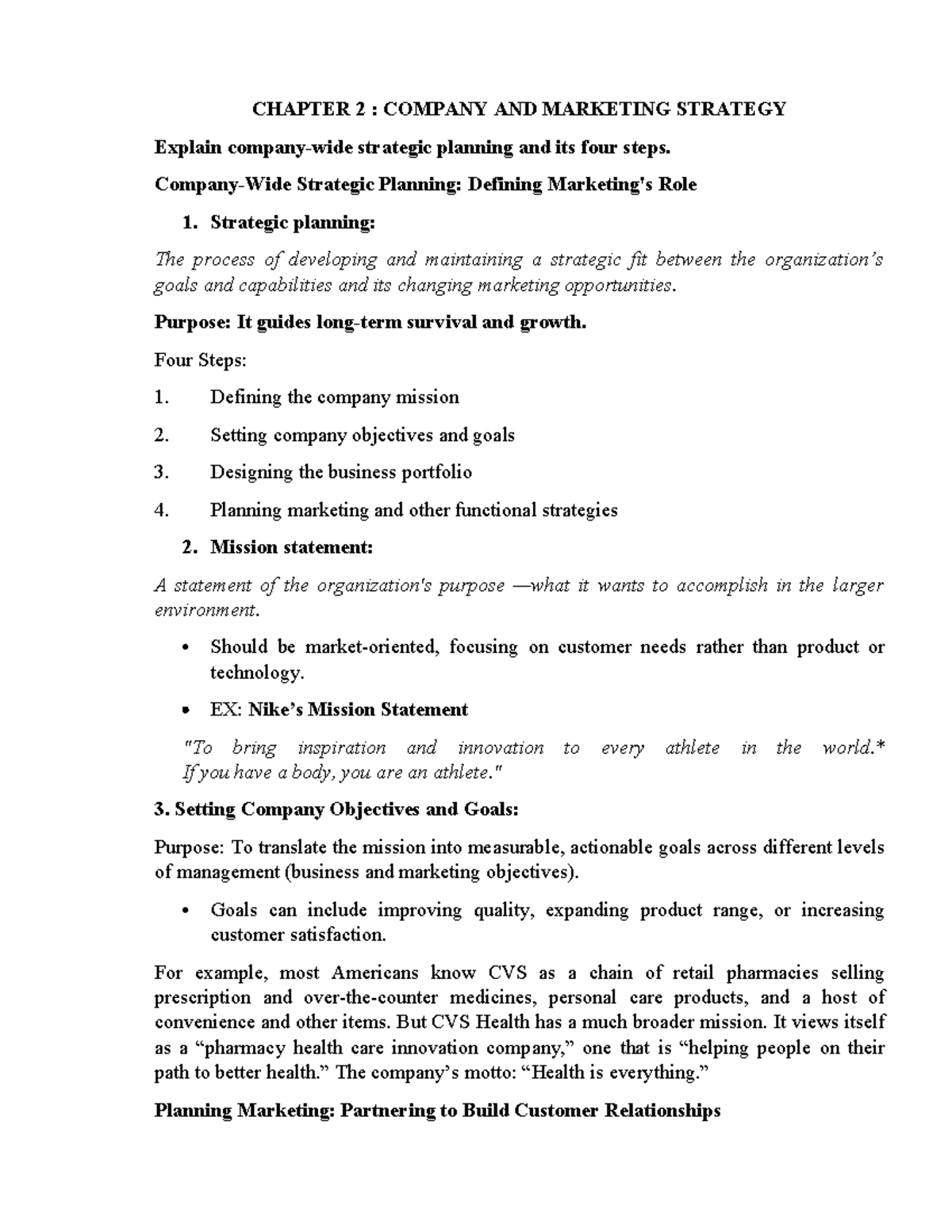 CHAPTER 2: COMPANY AND MARKETING STRATEGY Overview and Key Concepts ...