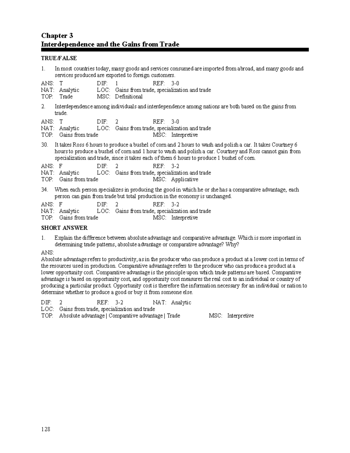 Chapter 3: Interdependence and Gains from Trade - Tốt Exam Review ...