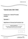 CRW2601 - Unisa - General Principles of Criminal Law - Studocu