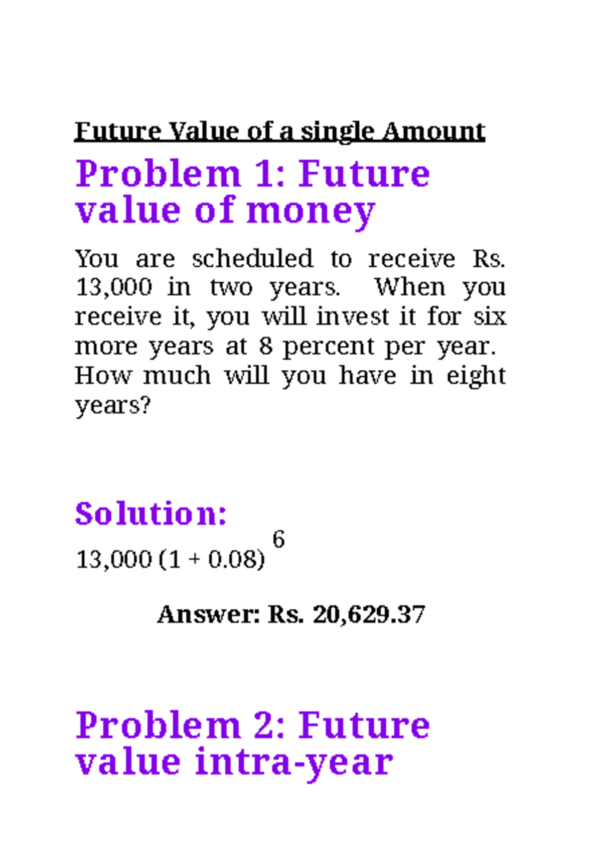 Future Value Calculations: Problems & Solutions (Finance 101) - Studocu