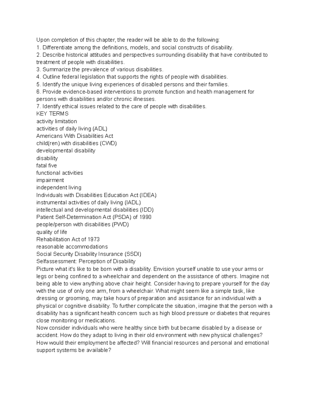 Chapter 21 Summary: Understanding Disability Definitions, Models, and ...
