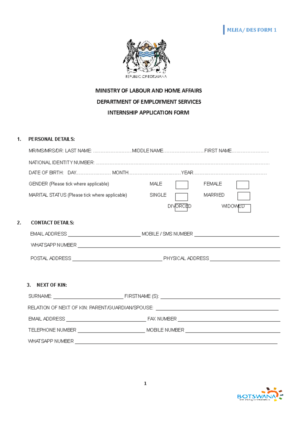 NIP Application Form DES 1 - Internship Application Details - Studocu