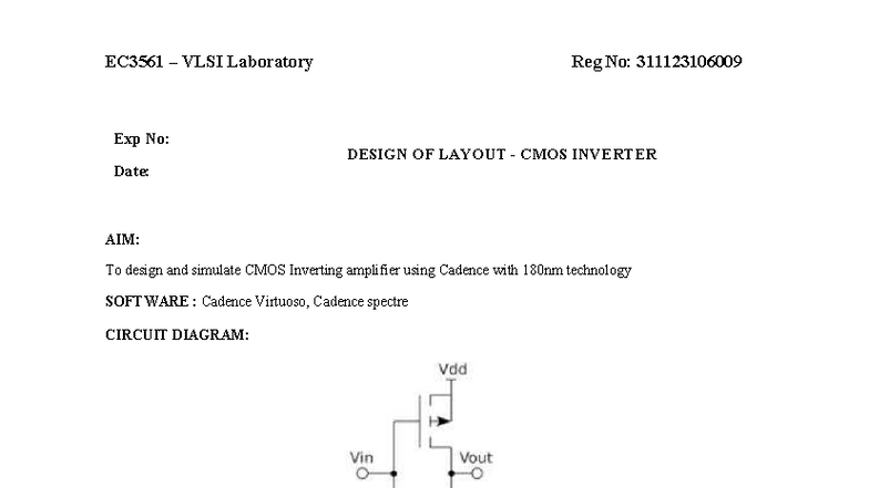EC3561 VLSI Laboratory: CMOS Inverter & 4-Bit Counter Design - Studocu