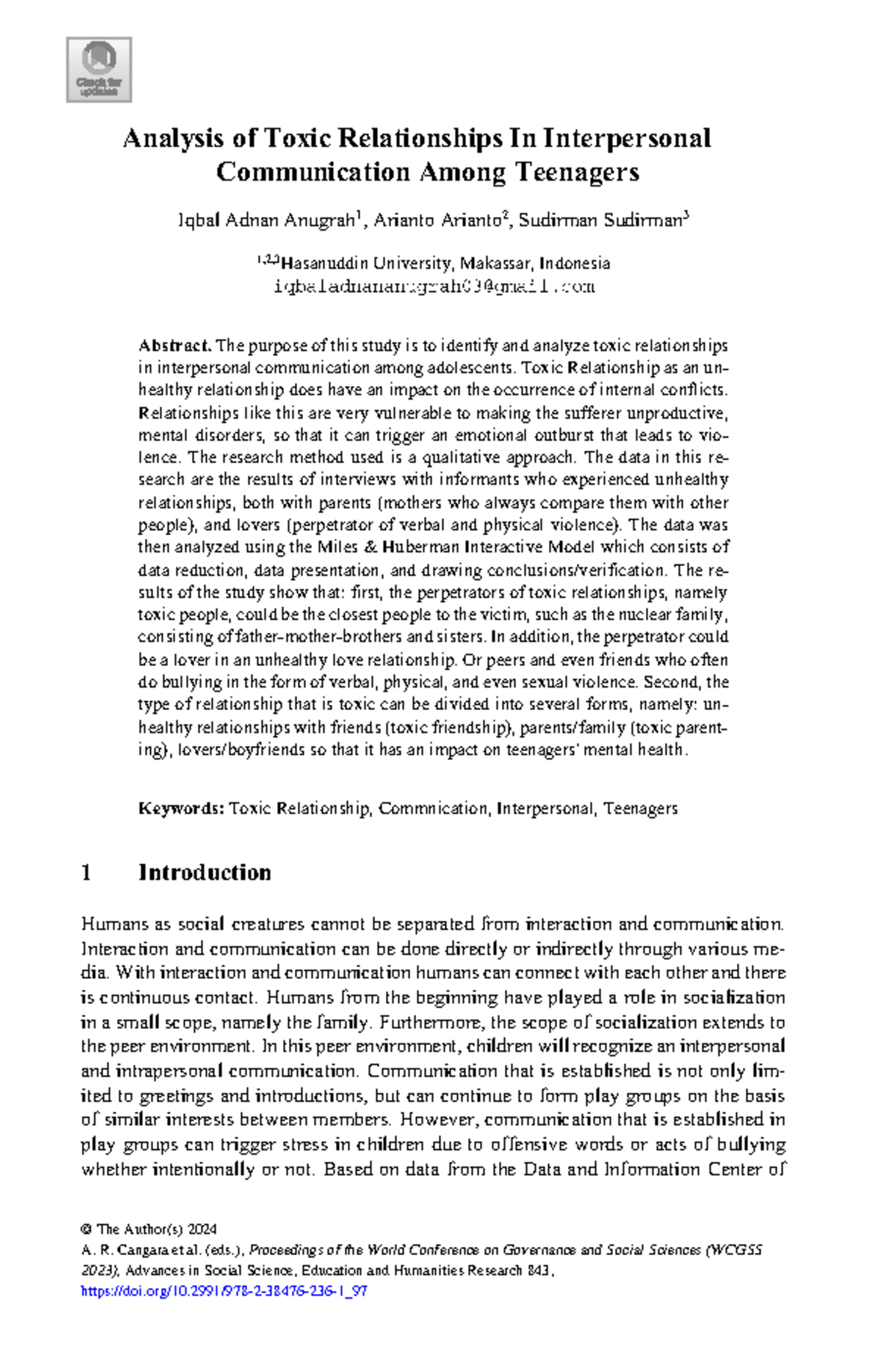 Analysis of Toxic Relationships in Interpersonal Communication Among ...